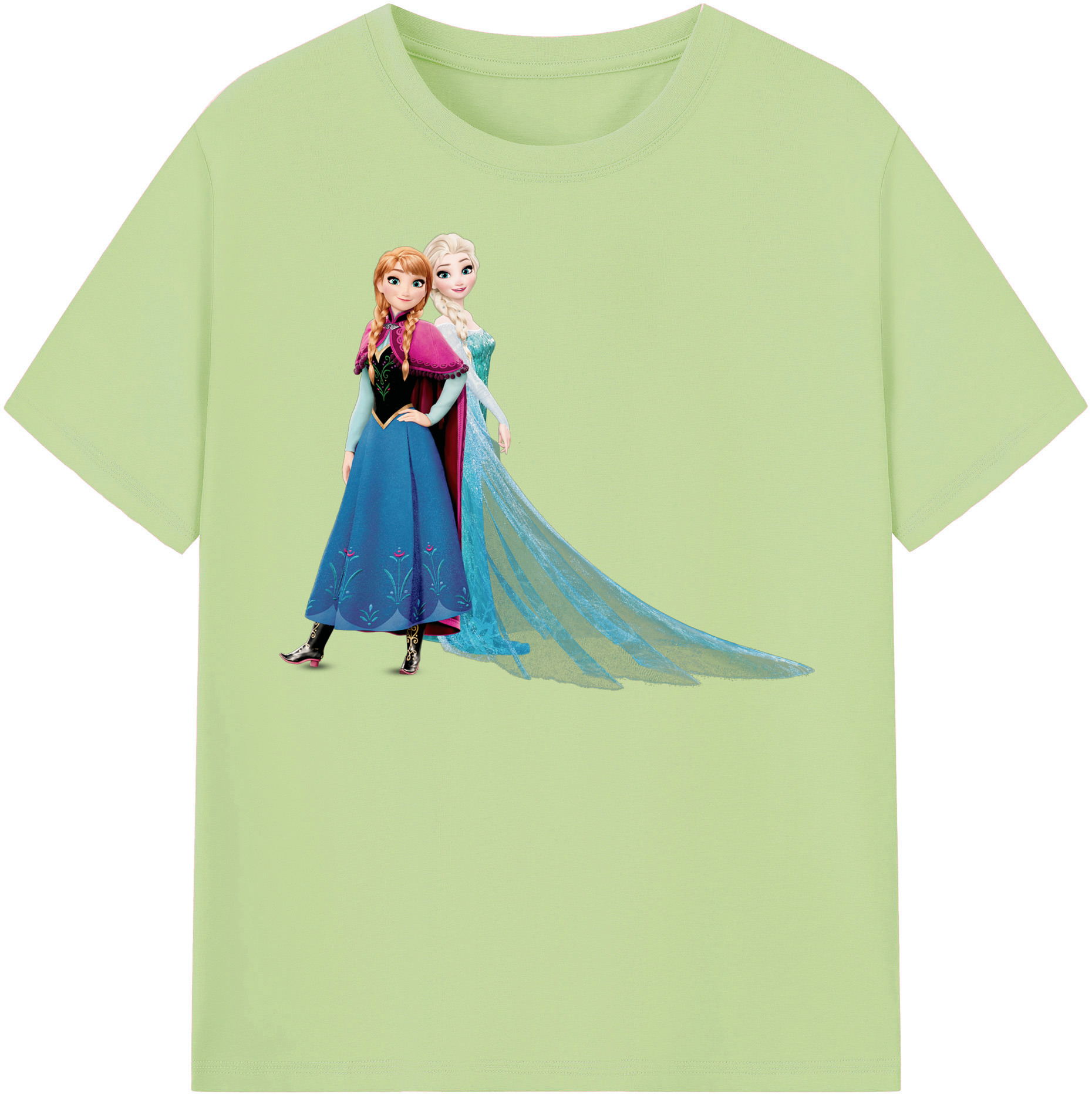 （画像用） アナと雪の女王 アンナ エルサ Frozen Anna Elsa 綿100％半袖Tシャツ（フロントプリント）